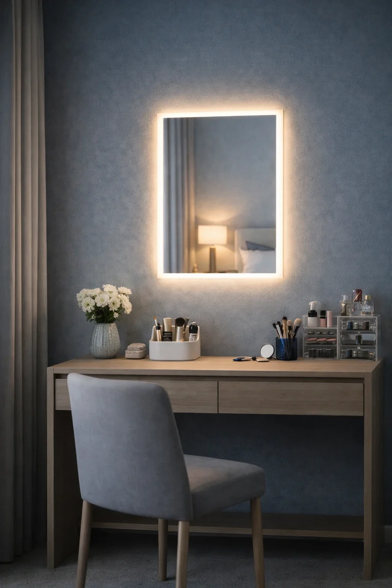 Rectangular LED mirror with front lighting 350x500mm