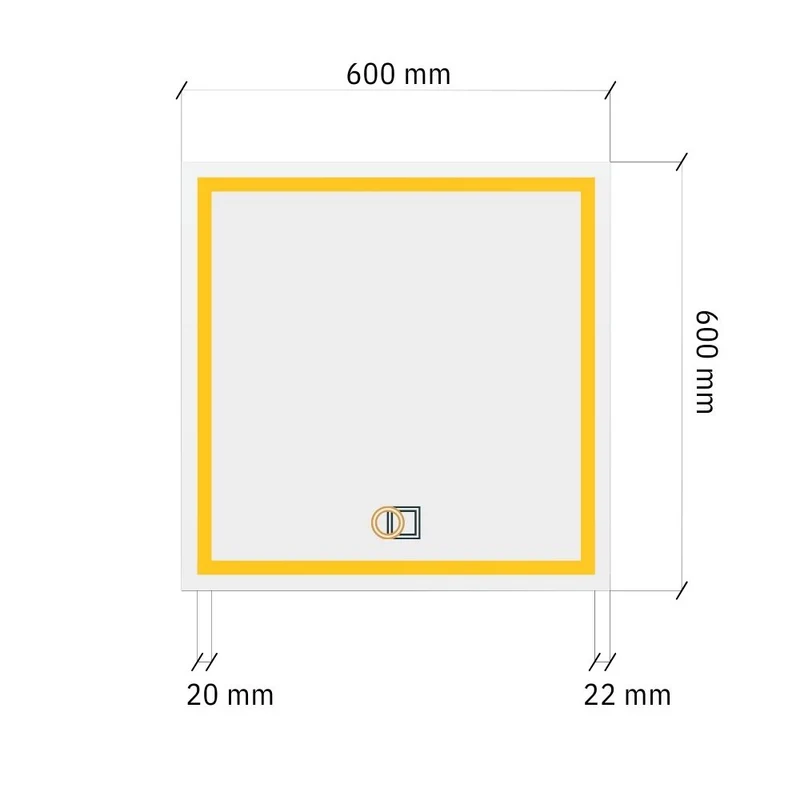Square LED mirror with double Front Lit 600x600mm