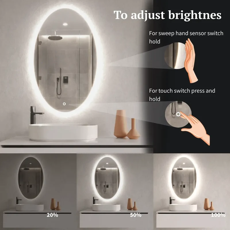 Oval LED mirror with rear lighting 600x1000mm