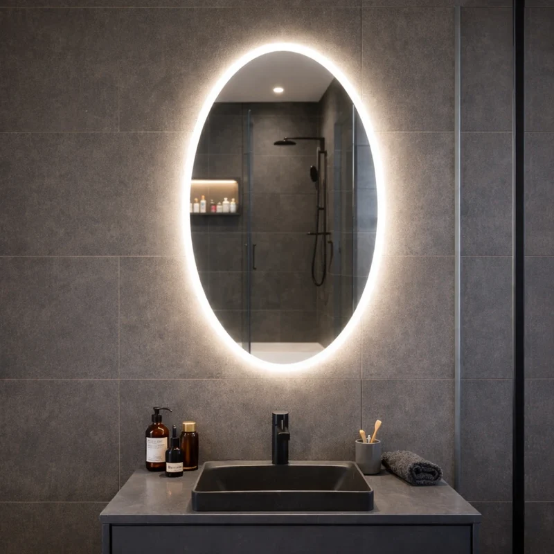 Oval LED mirror with front lighting 600x1000 mm
