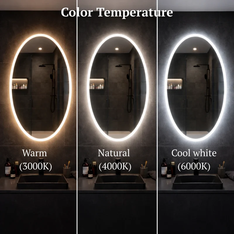Oval LED mirror with front lighting 600x1000 mm
