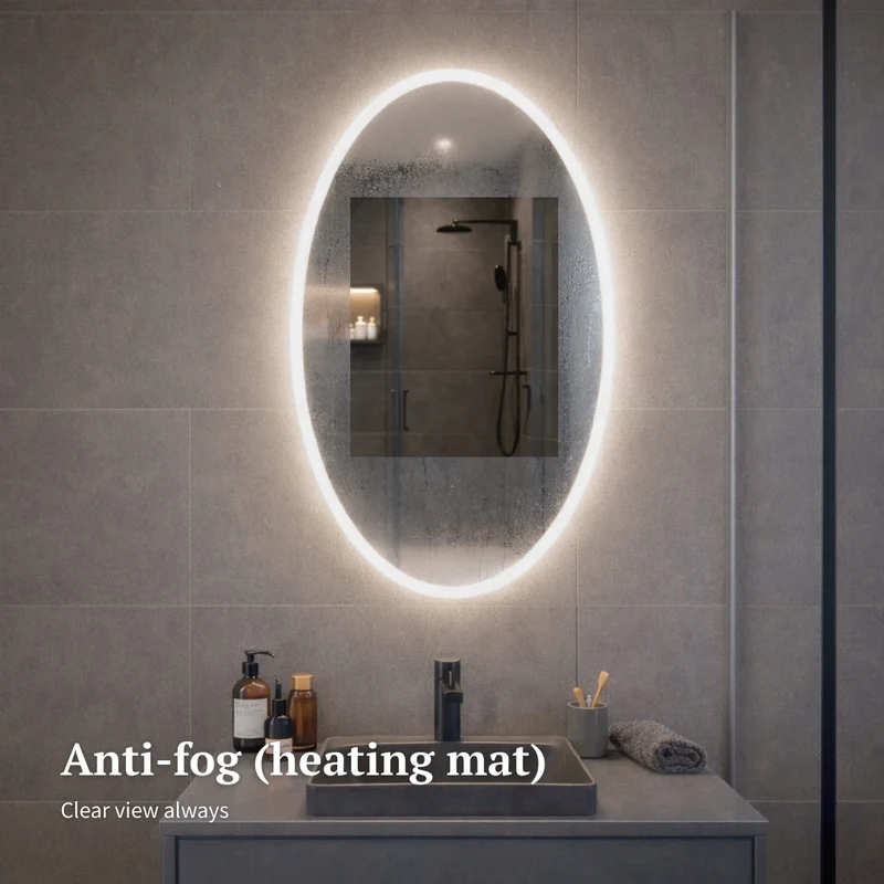 Oval LED mirror with front lighting 600x1000 mm