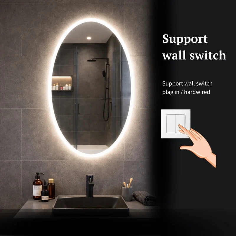 Oval LED mirror with front lighting 600x1000 mm