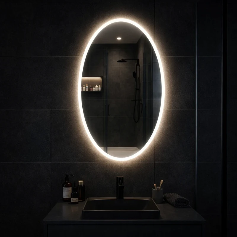 Oval LED mirror with front lighting 600x1000 mm