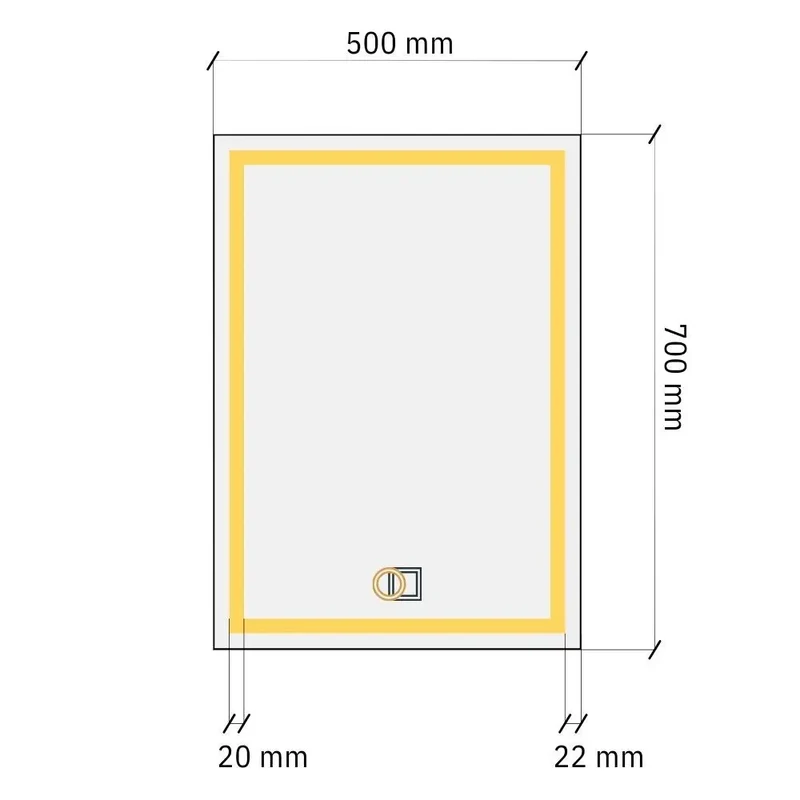 Rectangular LED mirror with double Front Lit 500x700mm