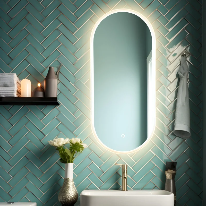 Pill oval LED mirror with front lighting 450x1000mm