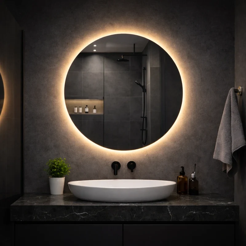Round LED mirror with rear lighting Ø 600mm