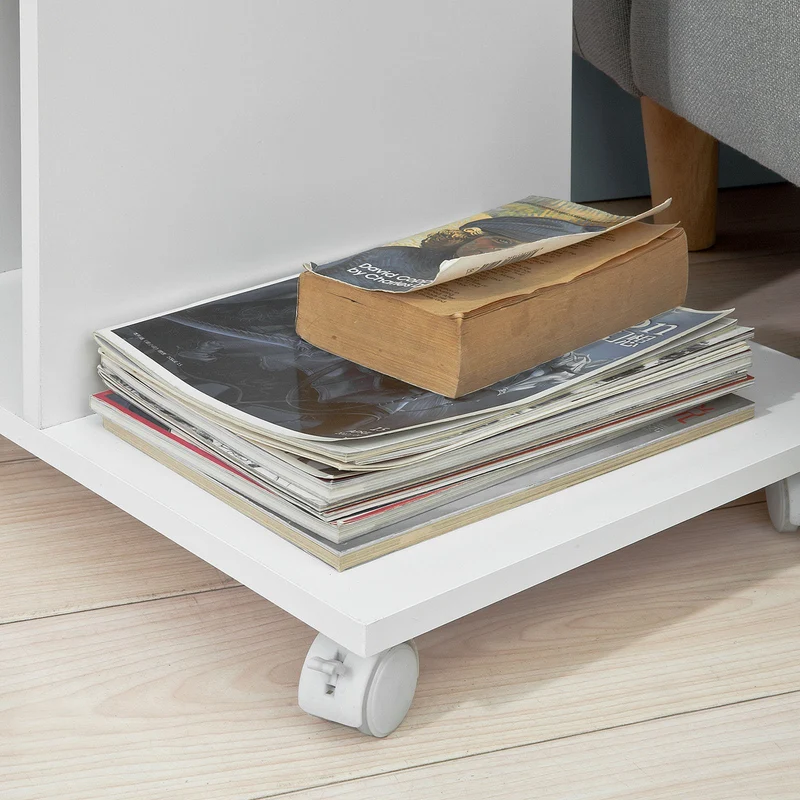 SoBuy FBT48-W Mesa Auxiliar con 2 Estantes Blanco
