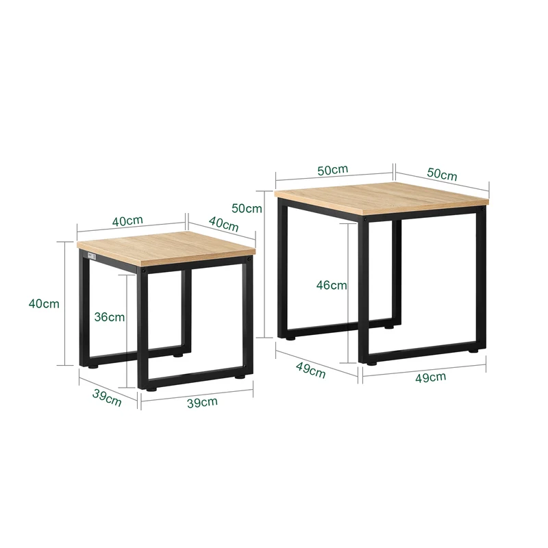 SoBuy FBT42-N Set de 2 Mesas Auxiliares Madera