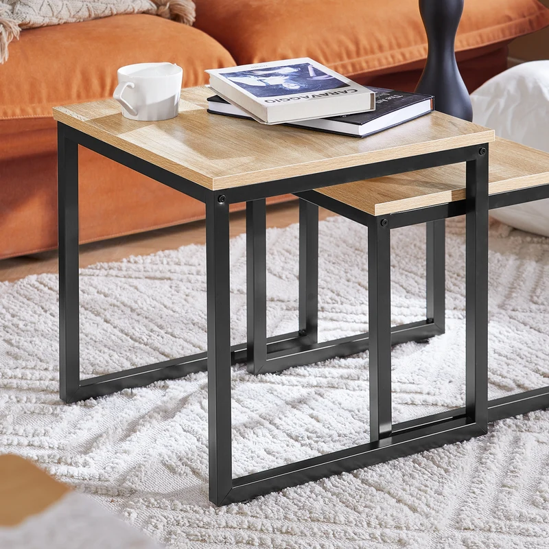 SoBuy FBT42-N Set de 2 Mesas Auxiliares Madera