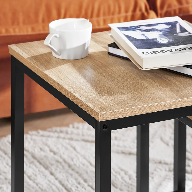 SoBuy FBT42-N Set de 2 Mesas Auxiliares Madera