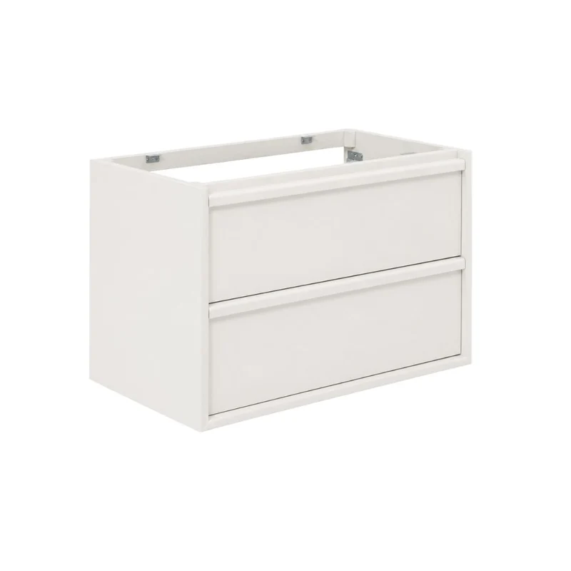 Mueble de baño con dos cajones - Fien - Blanco - Madera lacada - 80 cm