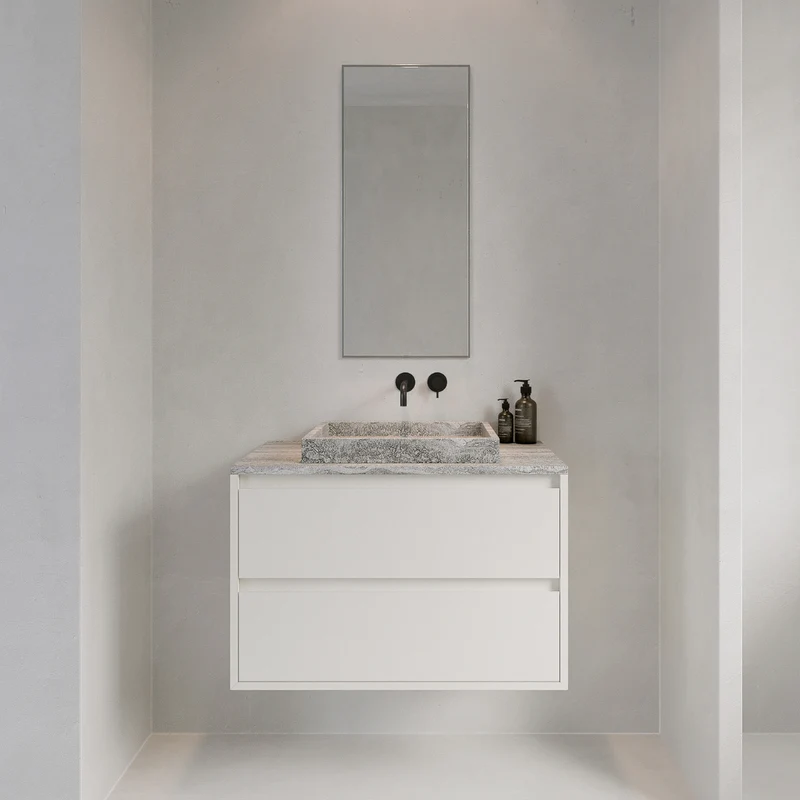 Armario de baño de madera blanco - ANN - 80 cm