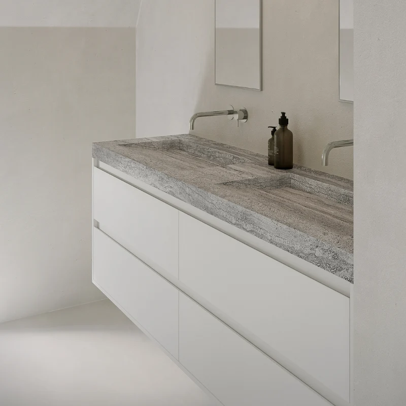 Mueble de baño blanco de madera - ANN - Blanco - 150 cm