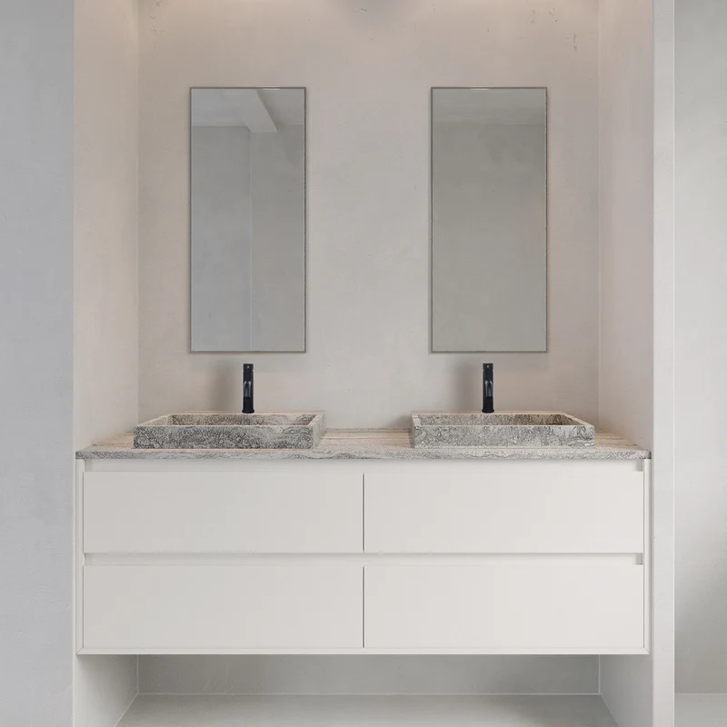 Mueble de baño blanco de madera - ANN - Blanco - 150 cm