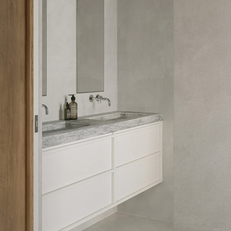Plato de lavabo de travertino - Soumans - 150 cm