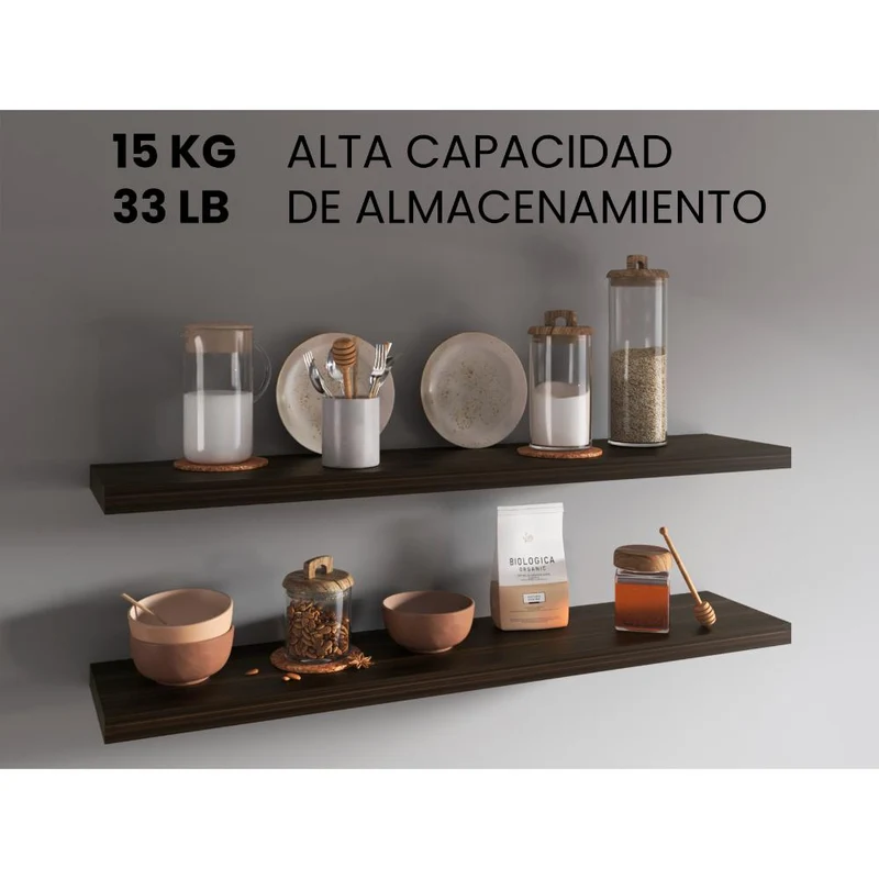 Repisa Flotante Shelf 120, Caoba, con Espacio para Colocar Objetos Decorativos