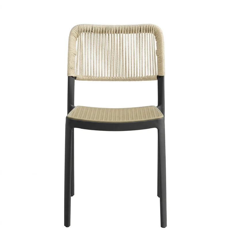 Set de 4 Sillas Austin, Color Negro, con Espaldar Tejido
