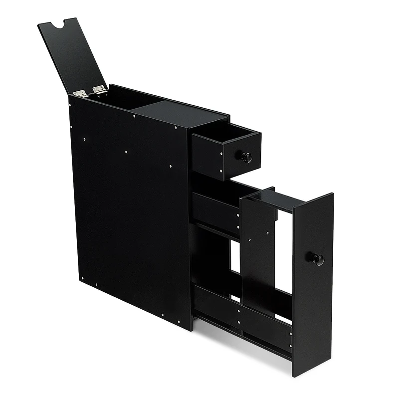 Costway - Armario baño, Mueble auxiliar baño, Estanterias almacenaje, 16 x 48,5 x 58 cm, Negro