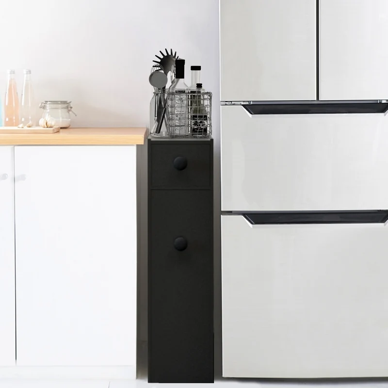 Costway - Armario baño, Mueble auxiliar baño, Estanterias almacenaje, 16 x 48,5 x 58 cm, Negro