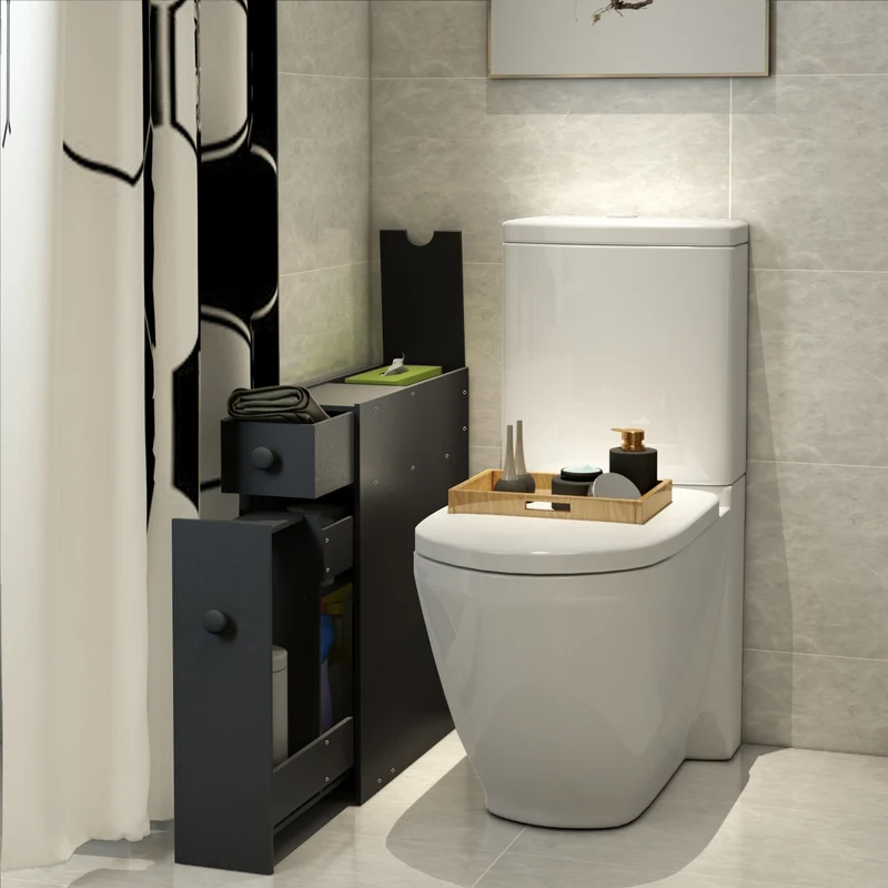 Costway - Armario baño, Mueble auxiliar baño, Estanterias almacenaje, 16 x 48,5 x 58 cm, Negro