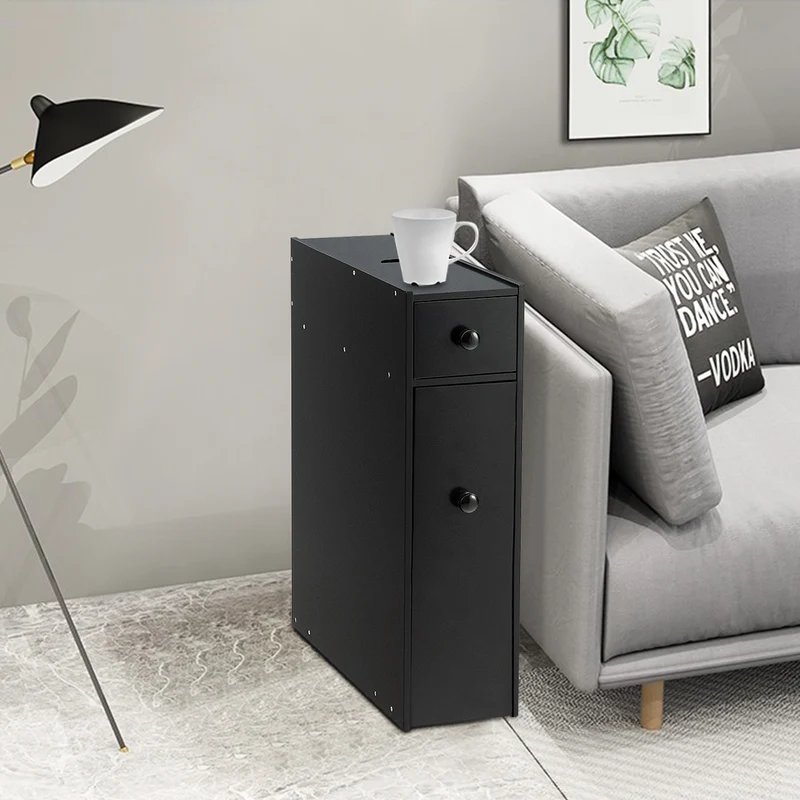 Costway - Armario baño, Mueble auxiliar baño, Estanterias almacenaje, 16 x 48,5 x 58 cm, Negro