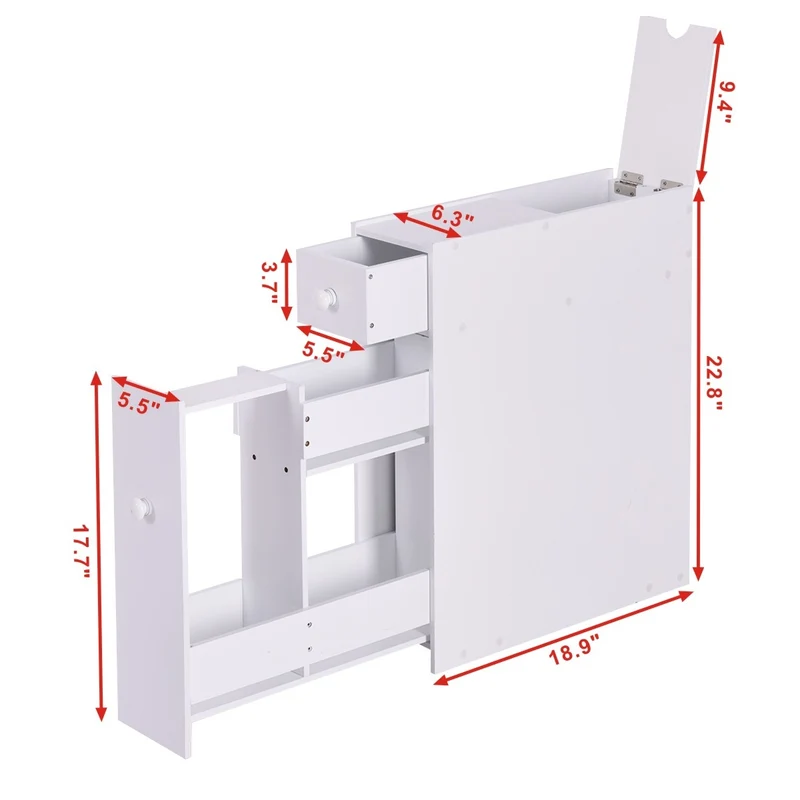 Costway - Armario baño, Mueble auxiliar baño, Estanterias almacenaje, 16 x 48,5 x 58 cm, Blanco