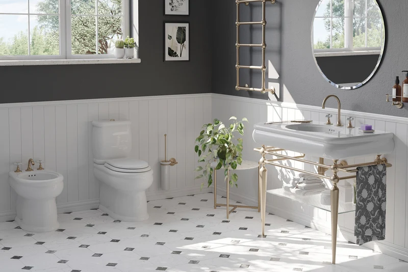 Lavabo cerámica grande Romantica de Balneo Toscia estilo Vintage