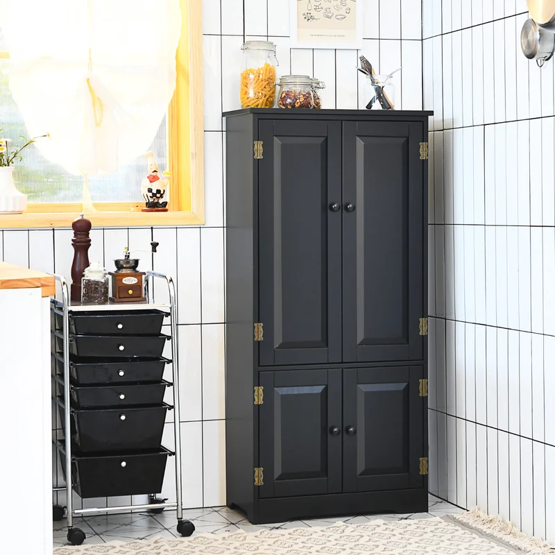 Costway - Armario oficina, Armarios de cocina, Armario de baño, Armarios pequeños, Doble Puerta con Repisa Regulable, Dispositivo Antivuelco, Negro