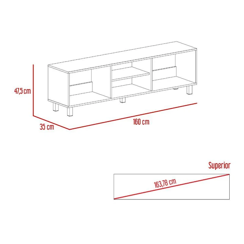 Mueble Multiusos Túnez, Blanco y Café Claro para Televisor hasta 70 Pulgadas