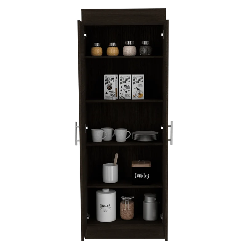 Mueble Multiusos Barlovento, Wengue, con Cinco Entrepaños y Dos Puertas Batientes
