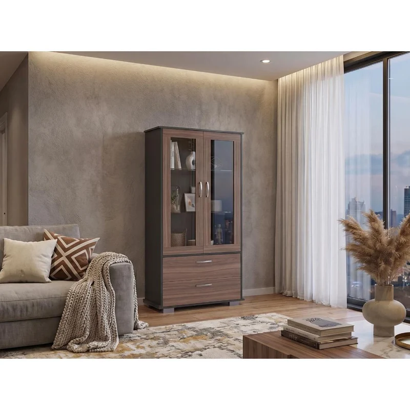 Mueble Multiusos Clasic, Wengue y Avelana, con Dos Cajones