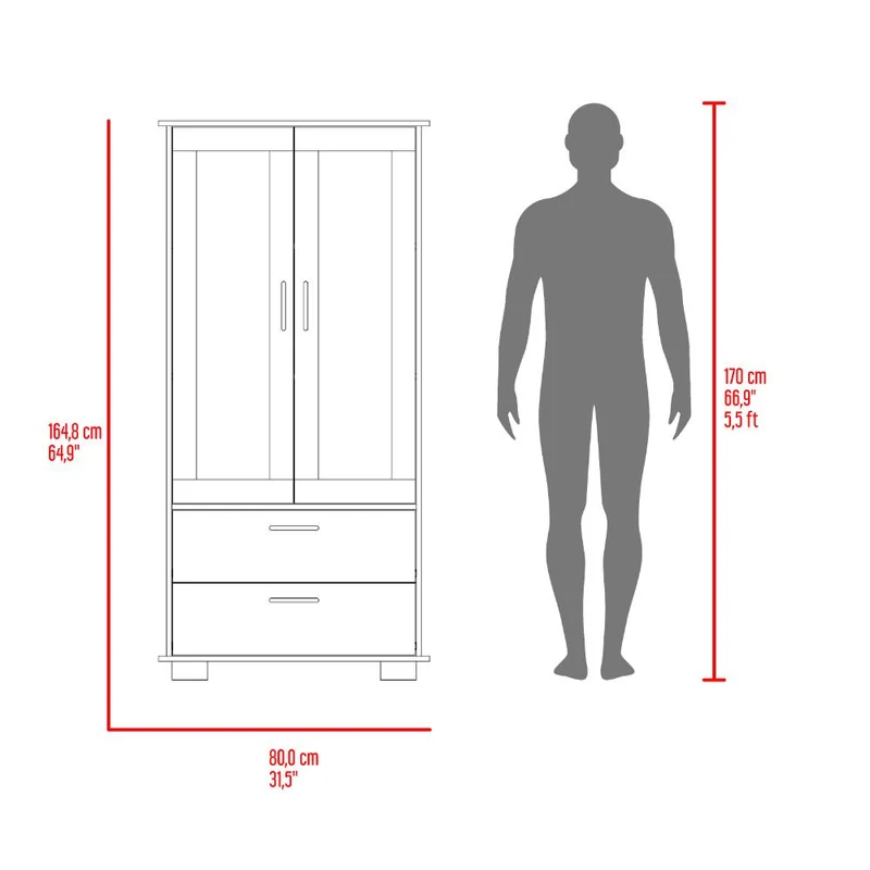 Mueble Multiusos Clasic, Wengue y Avelana, con Dos Cajones
