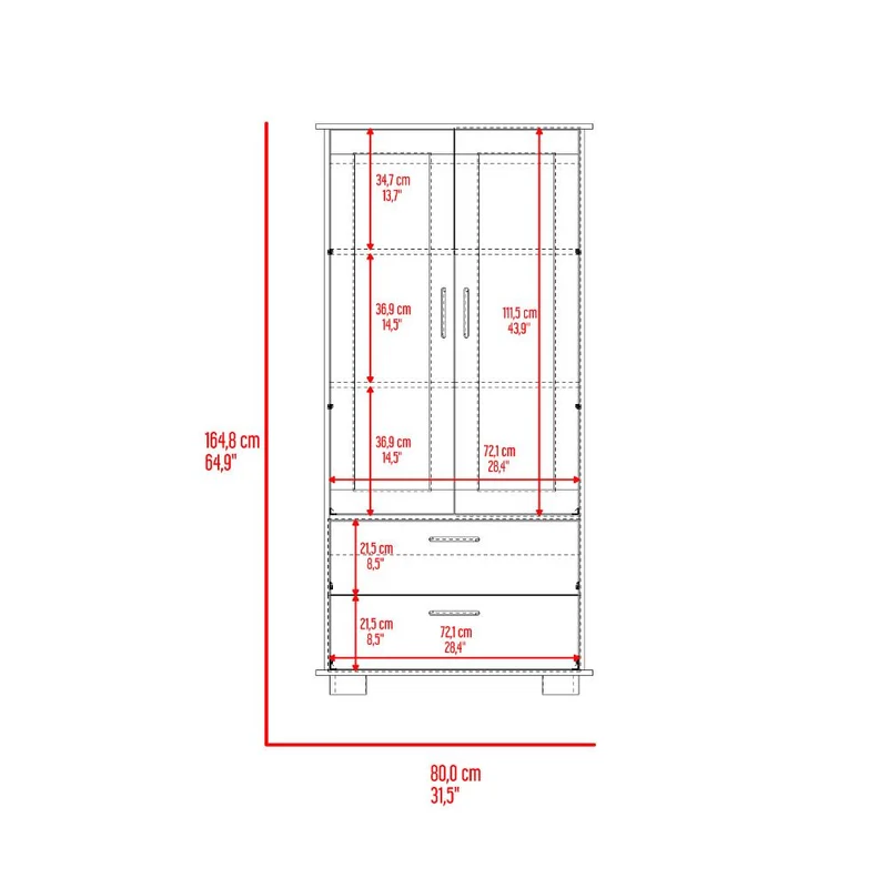 Mueble Multiusos Clasic, Wengue y Avelana, con Dos Cajones