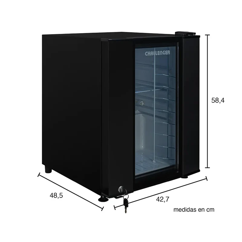 Minibar 49 lts Puerta de Vidrio Iluminación LED, Negro