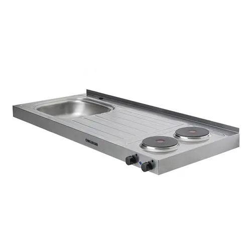 Mesón Eléctrico en Acero Inoxidable, con Lavaplatos Izquierdo de 120 cm