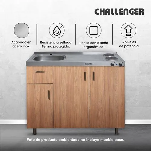 Mesón Eléctrico en Acero Inoxidable, con Lavaplatos Izquierdo de 120 cm
