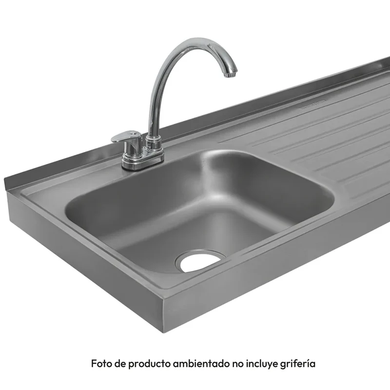 Mesón en Acero Inoxidable Challenger, Lavaplatos Izquierda de 180 cm