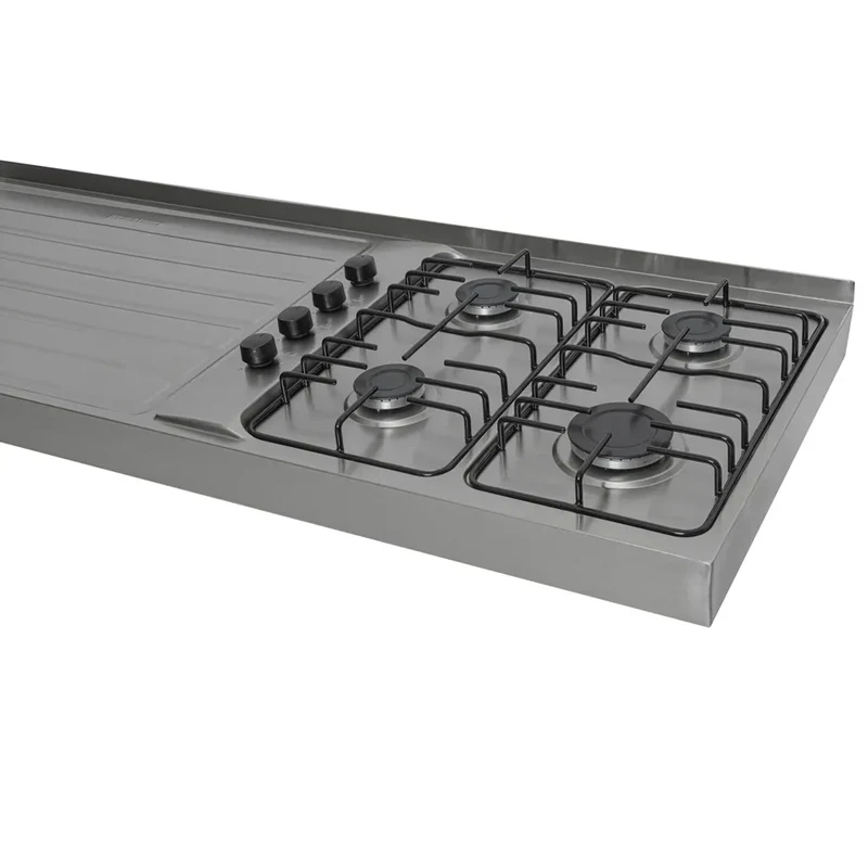 Mesón en Acero Inoxidable Challenger, Lavaplatos Izquierda de 180 cm