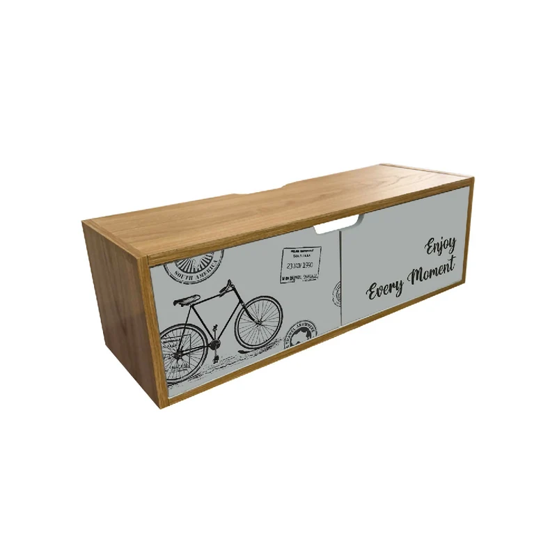 Repisa 2 Puertas Bici Madera Natural + Gris