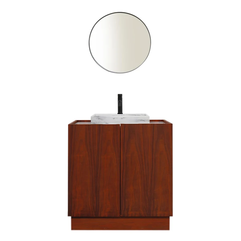 Mueble de baño - Lavabo Mármol Blanco - George II - Nogal - (84 cm) - FELIX