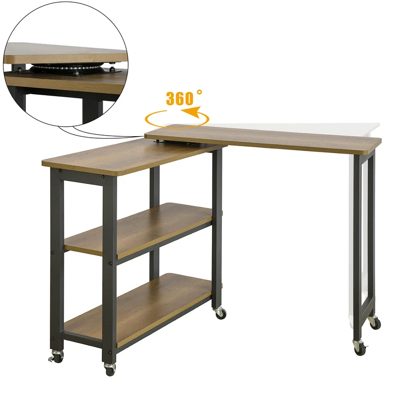 SoBuy FWT83-PF Mesa auxiliar con ruedas y 2 estante Forma de 133x69x30 cm