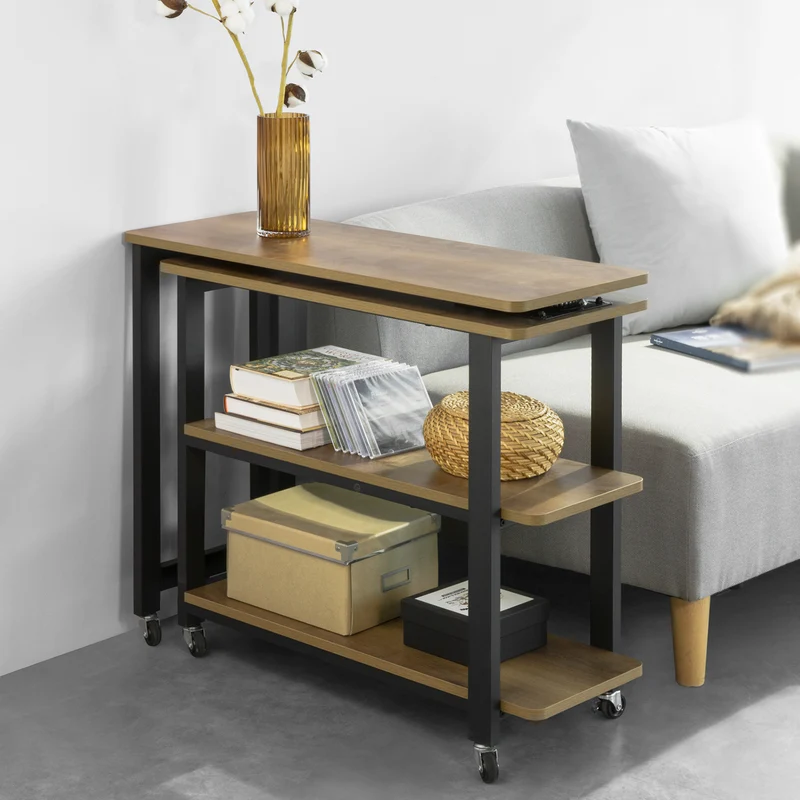 SoBuy FWT83-PF Mesa auxiliar con ruedas y 2 estante Forma de 133x69x30 cm