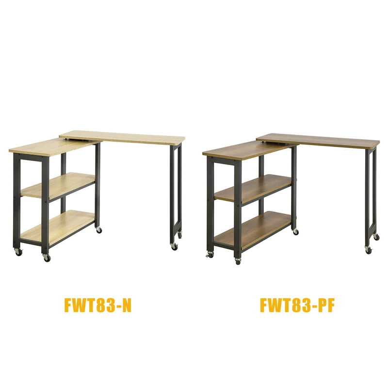SoBuy FWT83-PF Mesa auxiliar con ruedas y 2 estante Forma de 133x69x30 cm