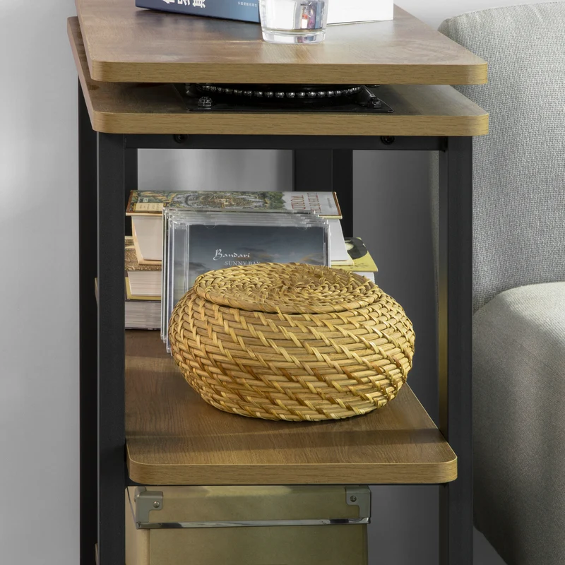 SoBuy FWT83-PF Mesa auxiliar con ruedas y 2 estante Forma de 133x69x30 cm