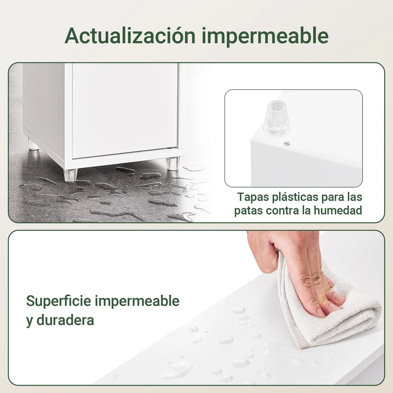 SoBuy BZR34-II-W Armario Estrecho con 2 Puertas y 1 cajón Blanco 20x20x180cm