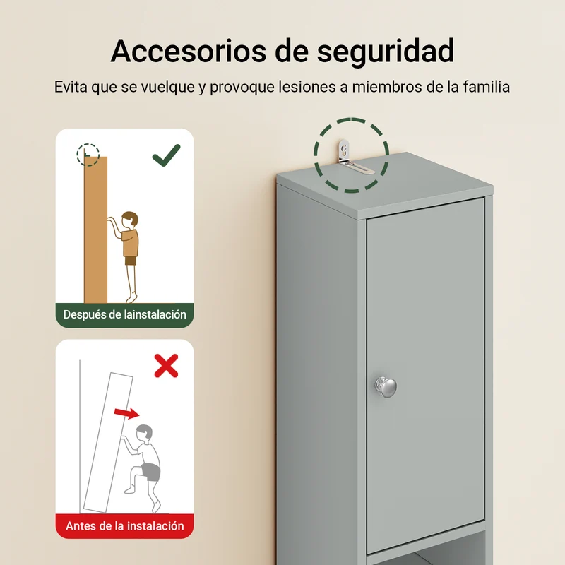 SoBuy BZR34-II-HG Mueble columna para Baño Armario alto de baño Gris