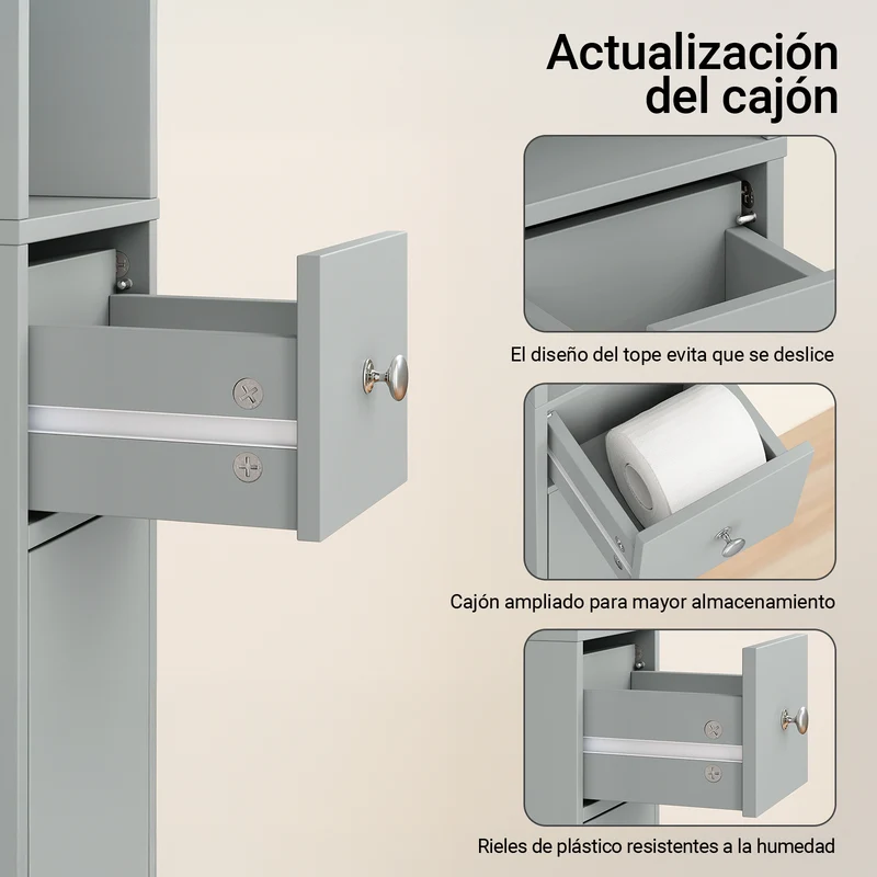 SoBuy BZR34-II-HG Mueble columna para Baño Armario alto de baño Gris
