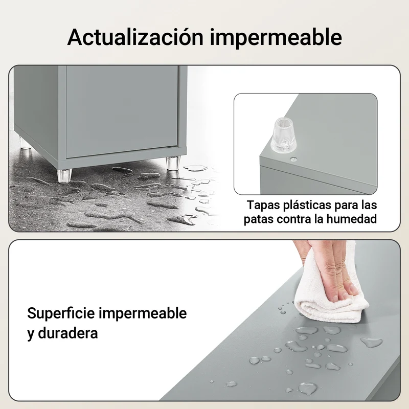 SoBuy BZR34-II-HG Mueble columna para Baño Armario alto de baño Gris