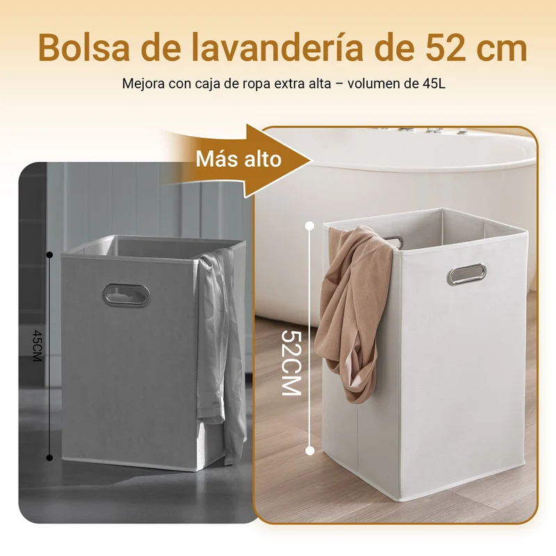 SoBuy BZR216-W Armario Alto Mueble Columna de Baño con 1 Cesto Ropa y 1 Puerta Blanco